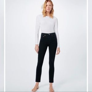 NWT Re/Done Stretch High Rise Ankle Crop - Blck 24
